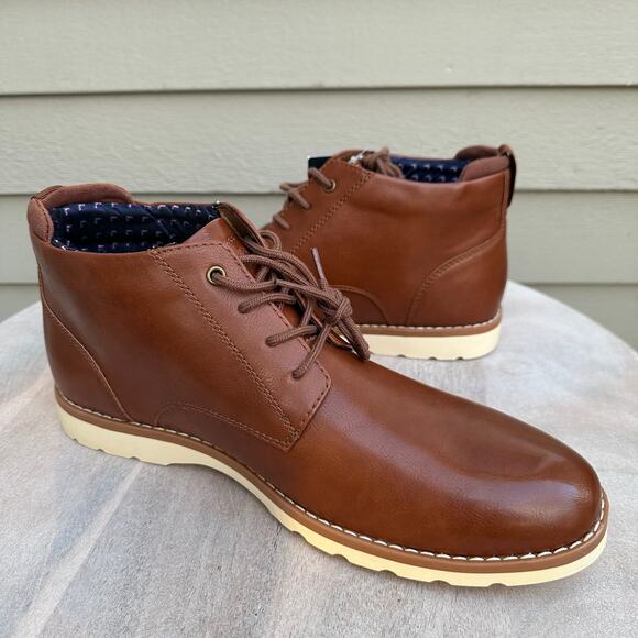 Tommy Hilfiger Mens Chukka Boots Size 11 Natural Brown Faux Leather Ankle Boots